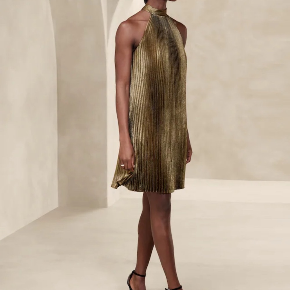 Gold lame learned mini dress